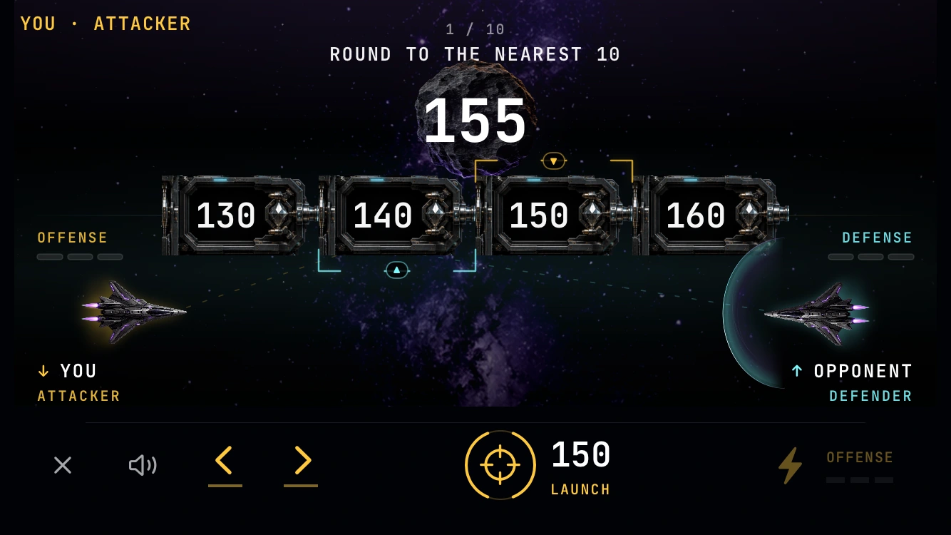Player two is the attacker, with gold Launch controls. The shared battlefield mirrors player one’s view of the same match.